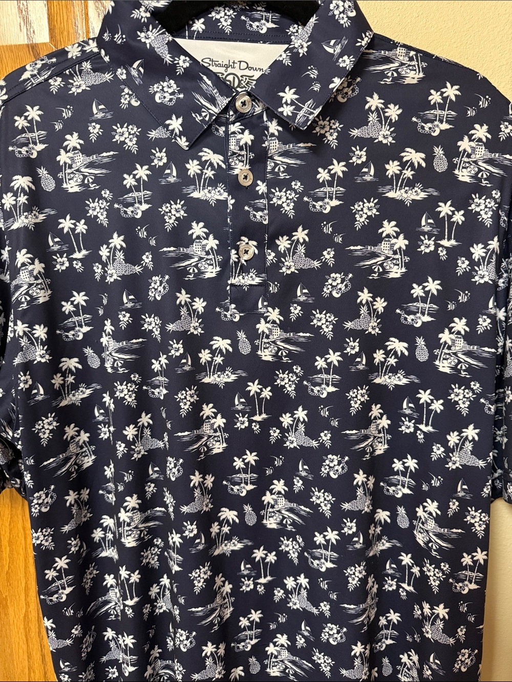 Straightdown Men's Navy Tropical Performance Polo